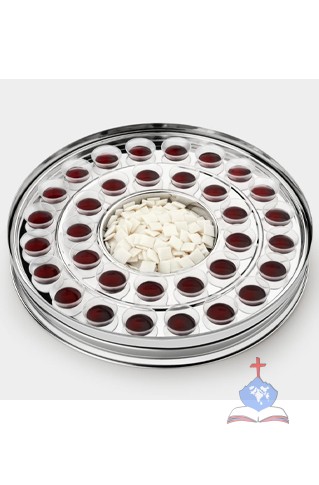Holy Communion Tray  Double container with 66 cups,  Mirror Polish Stainless Steel
