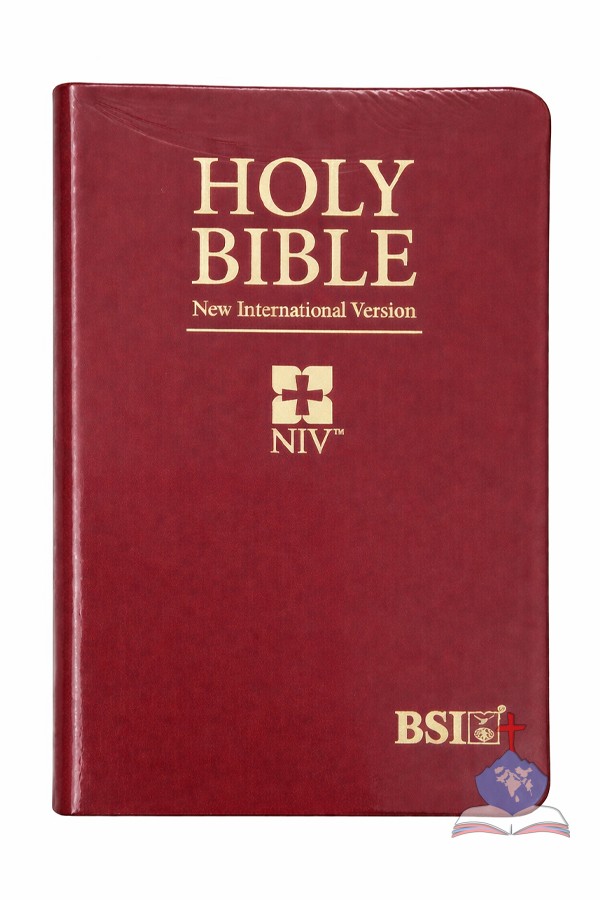 English NIV Compact PU Burgundy Gilt Yapp