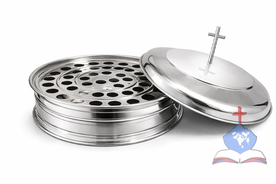 Holy Communion Tray, Single Container with 40 cups, Mirror Polish Stainless Steel